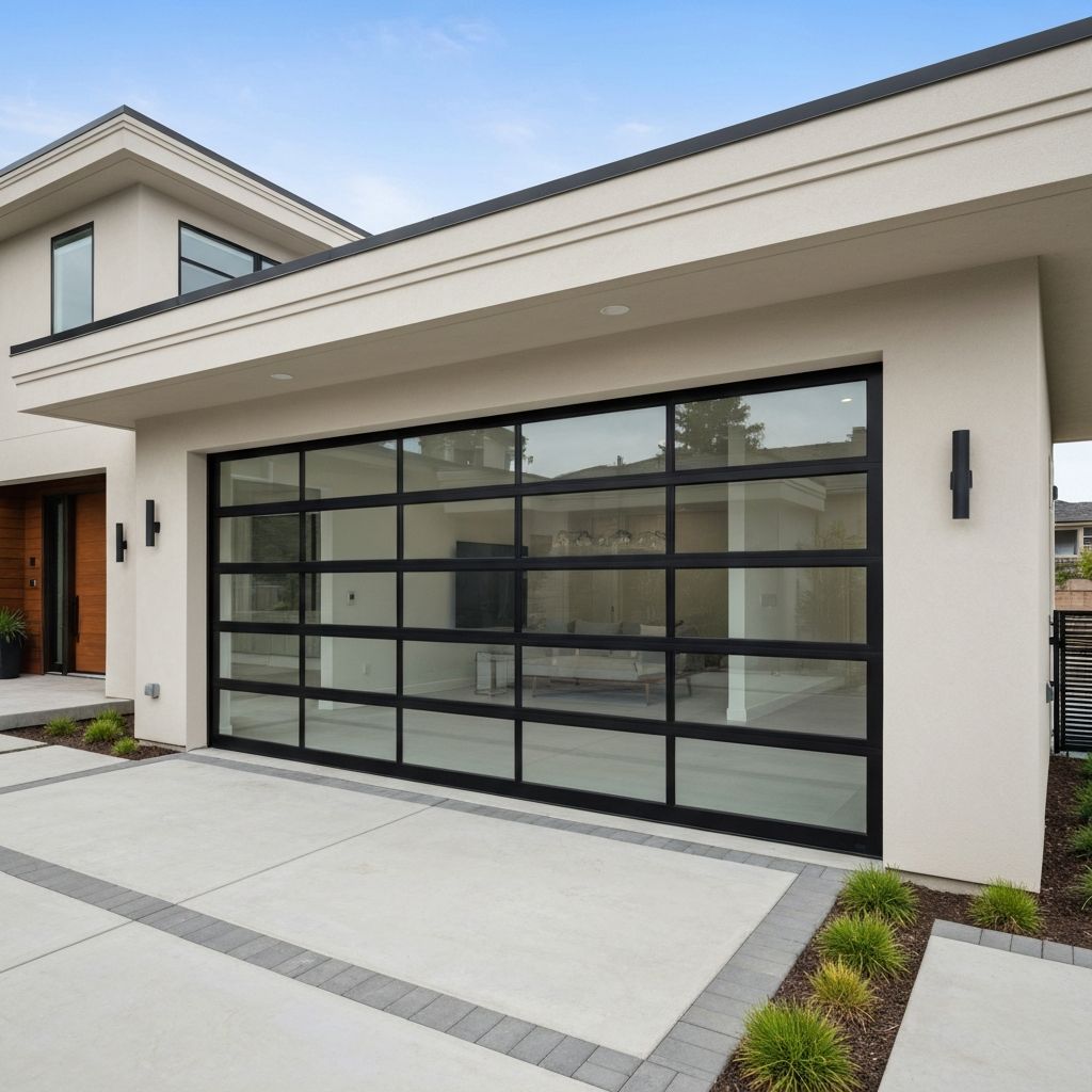 Modern glass garage door